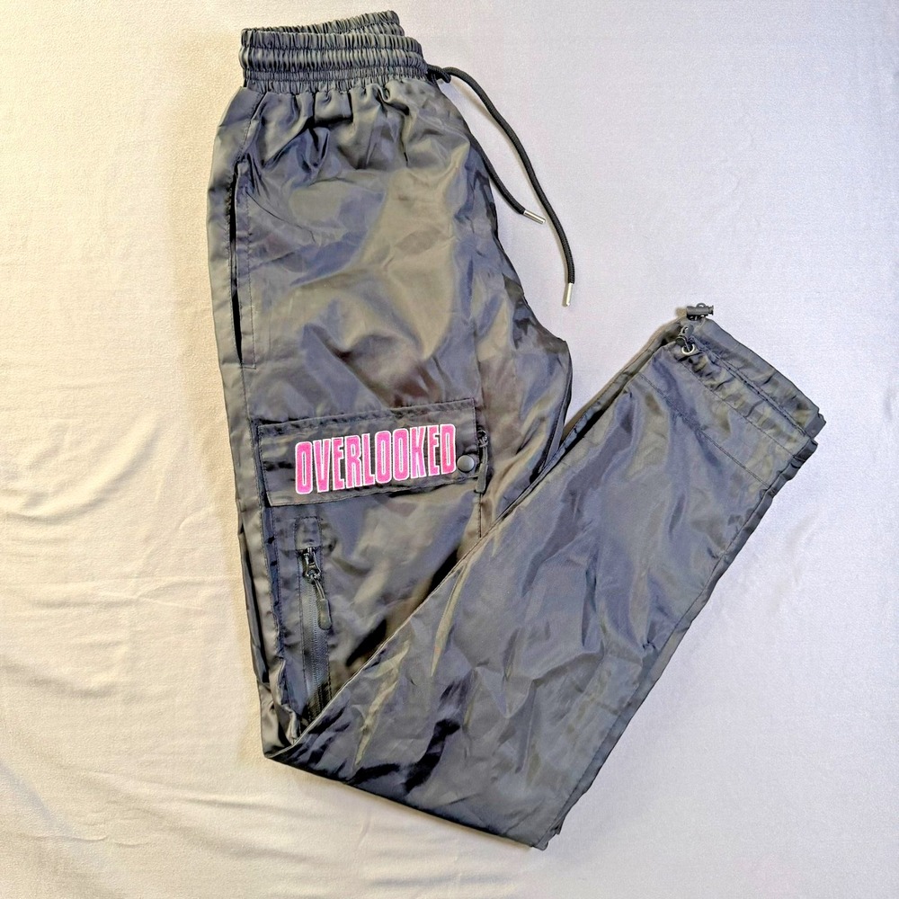 Overlooked ‎ Black Windbreaker Joggers Fleece Lined Streetwear Pants Medium